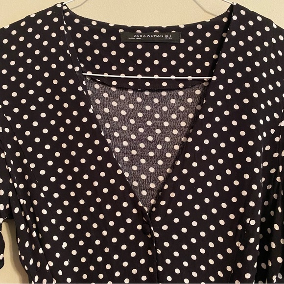 Zara Black and White Polka Dot Mini Dress - Picture 6 of 7